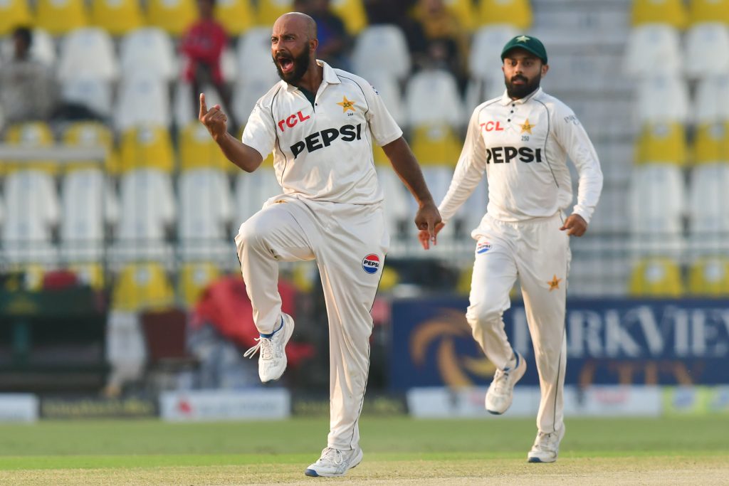 Thrilling Finish on the Cards as Both Pakistan and England Eye Victory on Fourth Day of 2nd Test Sajid Khan Celebrates after taking wicket.