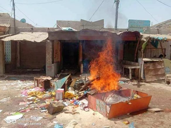 sindh hindu shops burning