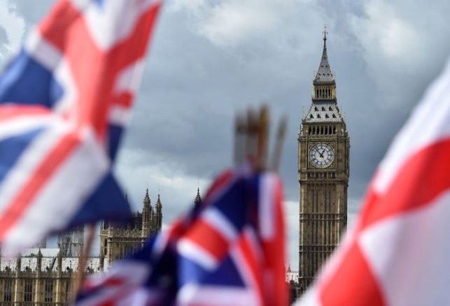 british flag and london clock